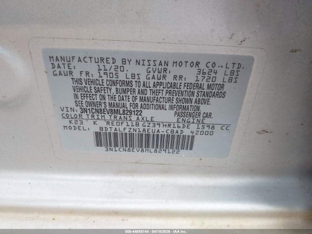 2021 NISSAN VERSA SV XTRONIC CVT 9