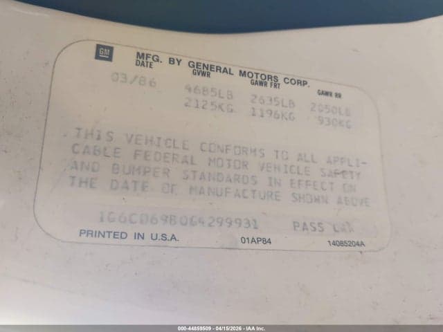 1986 CADILLAC DEVILLE FLEETWOOD 9