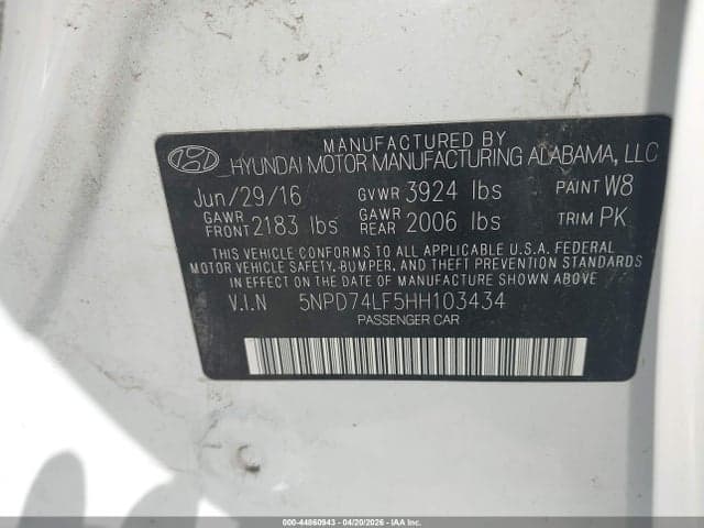 2017 HYUNDAI ELANTRA SE 9