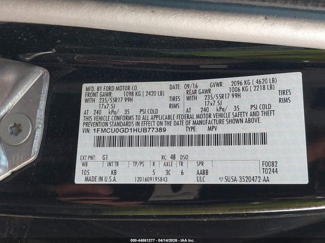 2017 FORD ESCAPE SE 9