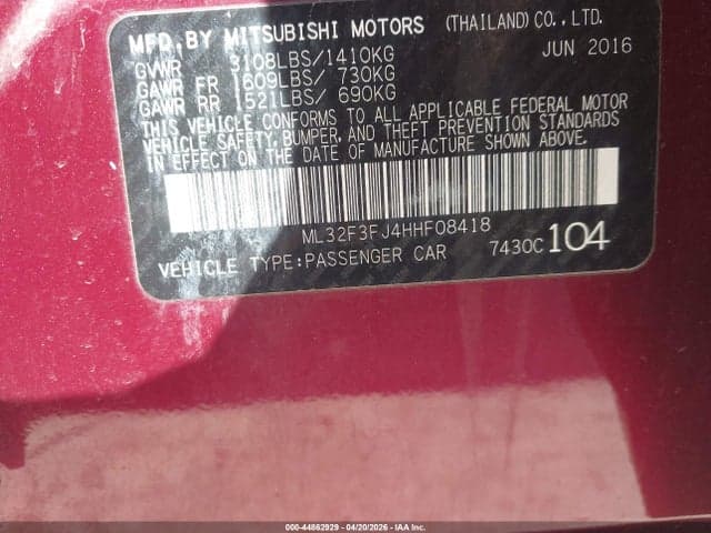 2017 MITSUBISHI MIRAGE G4 ES 9
