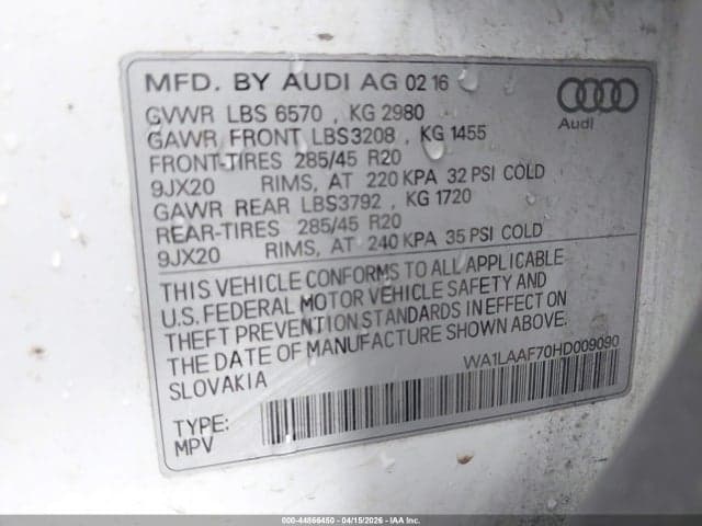 2017 AUDI Q7 3.0T PREMIUM 9