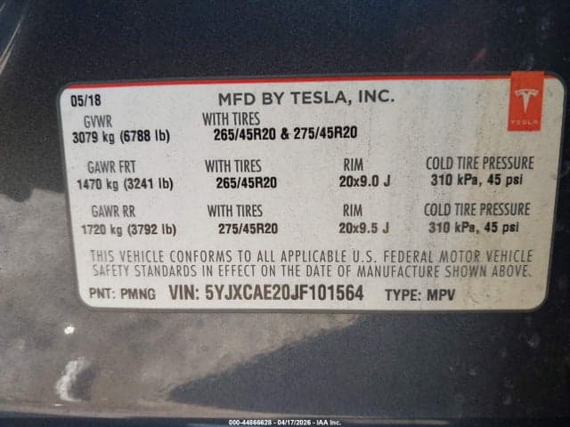 2018 TESLA MODEL X 100D/75D/P100D 9