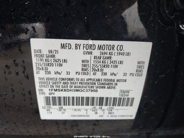 2021 FORD EXPLORER XLT 9