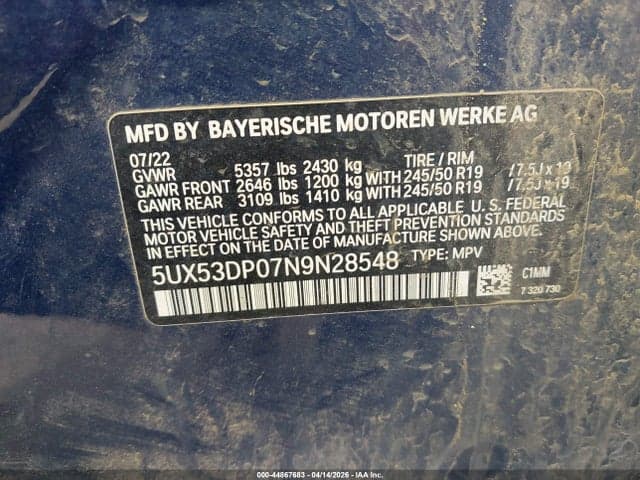 2022 BMW X3 XDRIVE30I 9