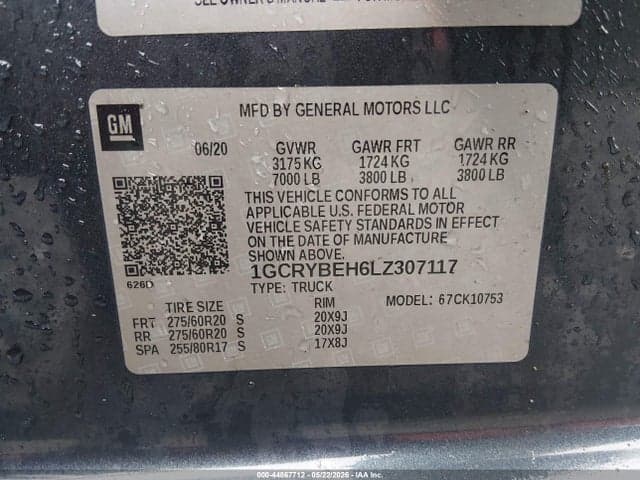 2020 CHEVROLET SILVERADO 1500 4WD STANDARD BED CUSTOM 9