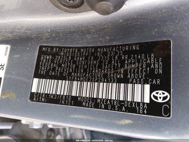 2025 TOYOTA COROLLA LE 9