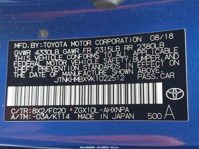 2019 TOYOTA C-HR LE 9