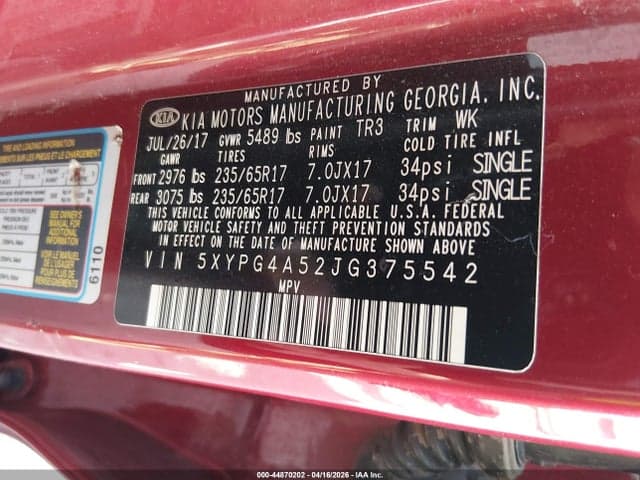 2018 KIA SORENTO 3.3L LX 9