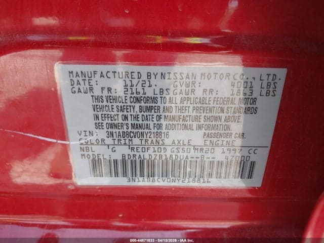2022 NISSAN SENTRA SV XTRONIC CVT 9