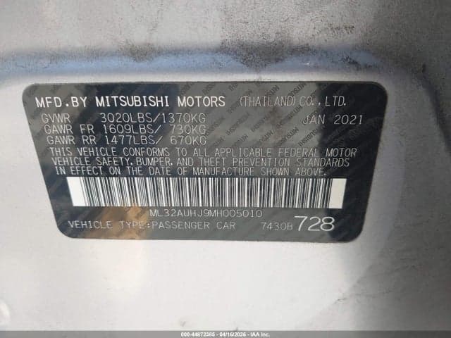 2021 MITSUBISHI MIRAGE CARBONITE EDITION/ES/LE 9