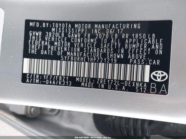 2017 TOYOTA COROLLA LE 9