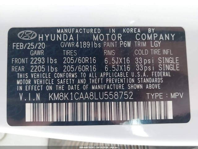 2020 HYUNDAI KONA SE 9