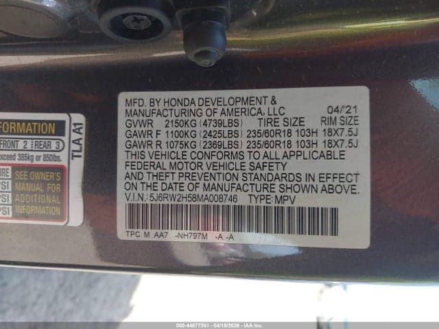 2021 HONDA CR-V AWD EX 9