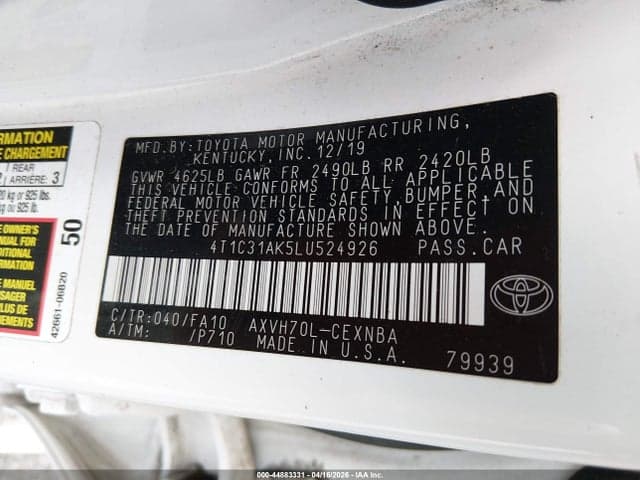2020 TOYOTA CAMRY LE HYBRID 9