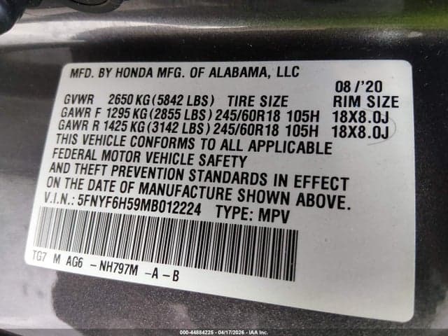 2021 HONDA PILOT AWD EX-L 9