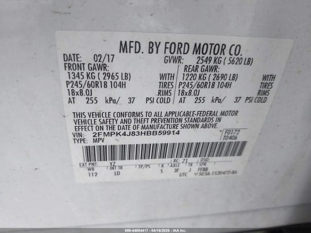 2017 FORD EDGE SEL 9