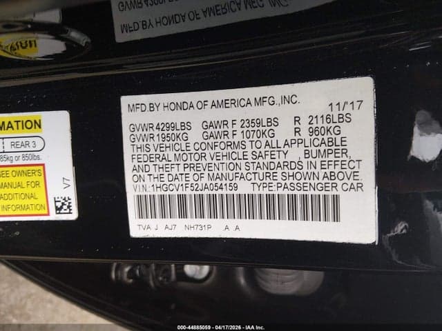 2018 HONDA ACCORD EX-L 9