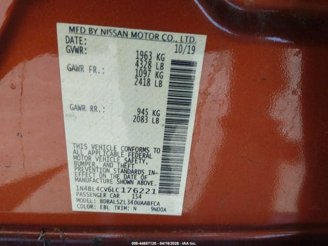 2020 NISSAN ALTIMA SR FWD 9