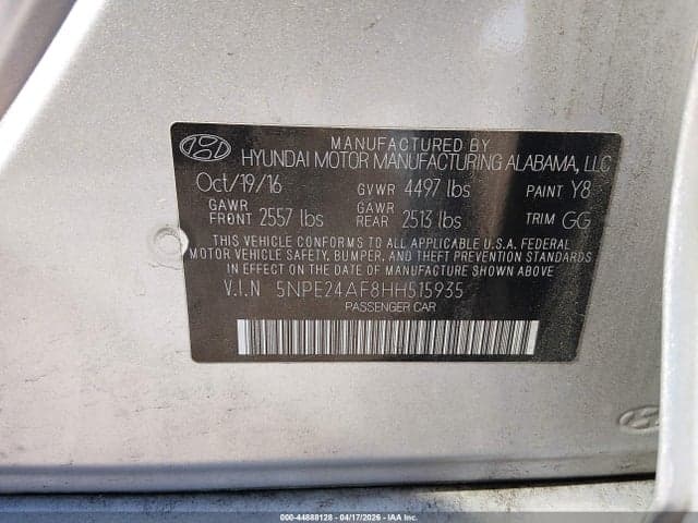 2017 HYUNDAI SONATA 9
