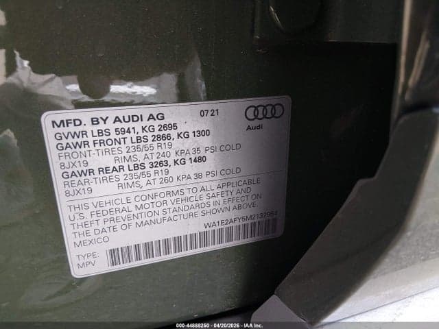 2021 AUDI Q5 PREMIUM PLUS 55 TFSI E QUATTRO S TRONIC 9