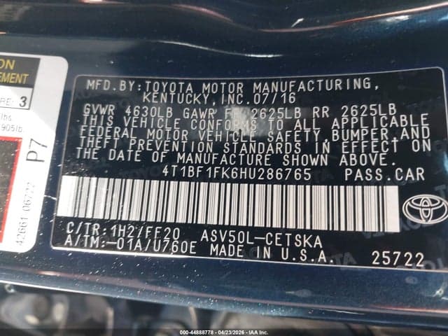 2017 TOYOTA CAMRY SE 9