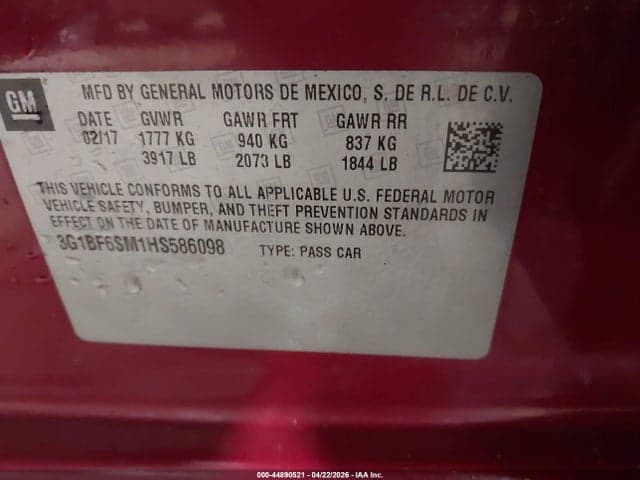 2017 CHEVROLET CRUZE PREMIER AUTO 9