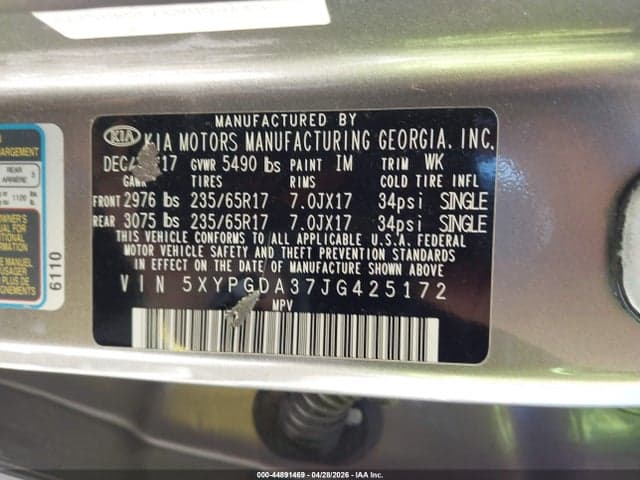 2018 KIA SORENTO 2.4L LX 9