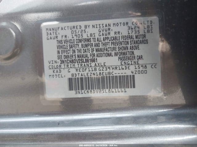 2025 NISSAN VERSA 1.6 S 9