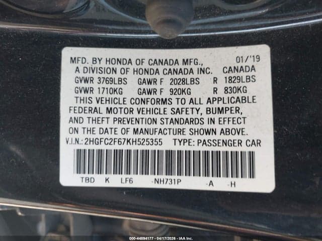 2019 HONDA CIVIC LX 9