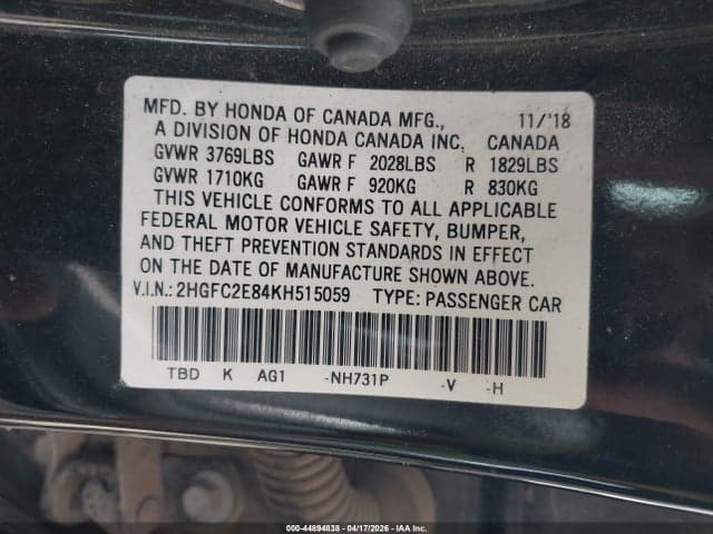 2019 HONDA CIVIC SPORT 9
