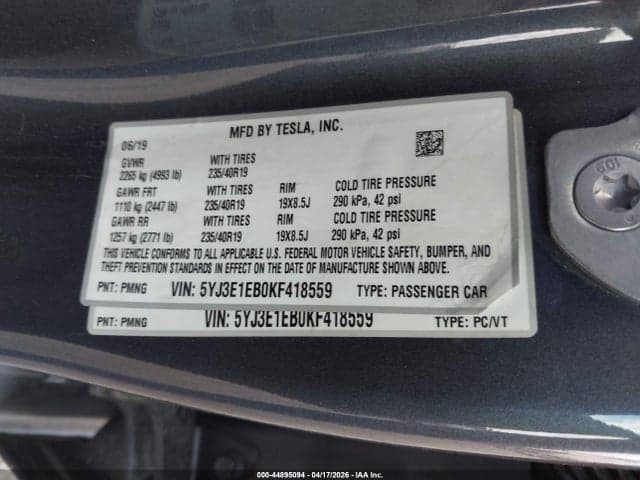 2019 TESLA MODEL 3 LONG RANGE/PERFORMANCE 9