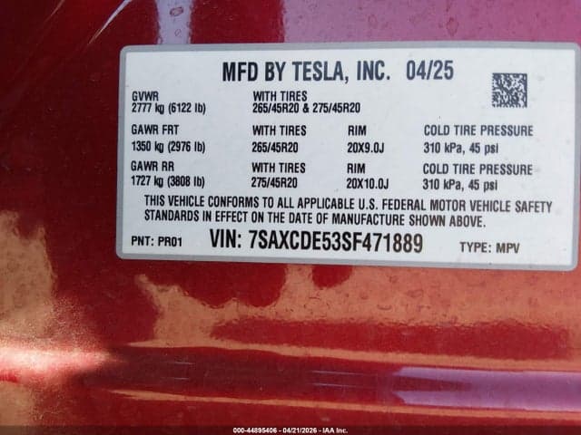 2025 TESLA MODEL X LONG RANGE 9
