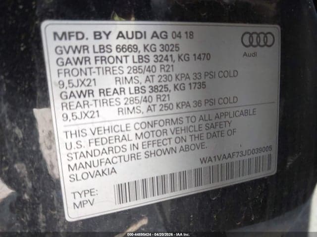 2018 AUDI Q7 3.0T PREMIUM 9