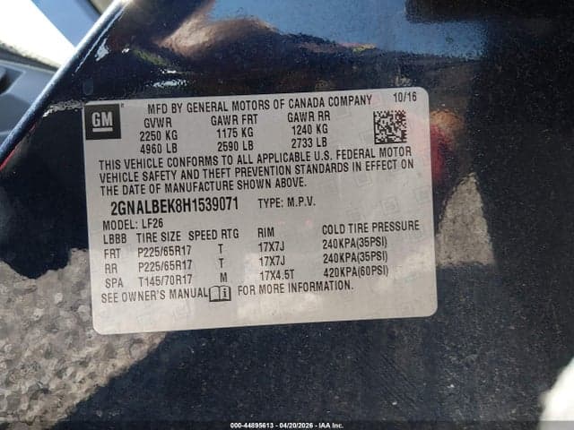 2017 CHEVROLET EQUINOX LS 9