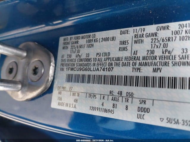 2020 FORD ESCAPE SE 9