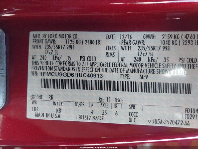 2017 FORD ESCAPE SE 9