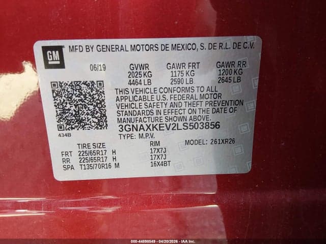 2020 CHEVROLET EQUINOX FWD LT 1.5L TURBO 9