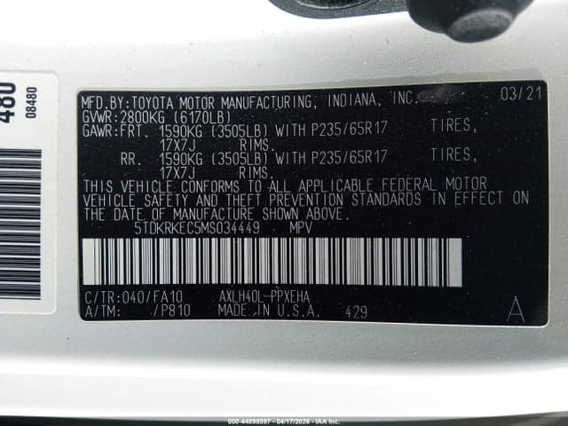 2021 TOYOTA SIENNA LE 9