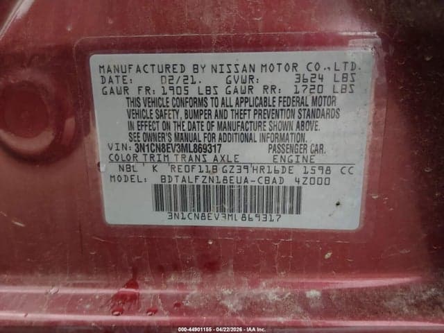 2021 NISSAN VERSA SV XTRONIC CVT 9