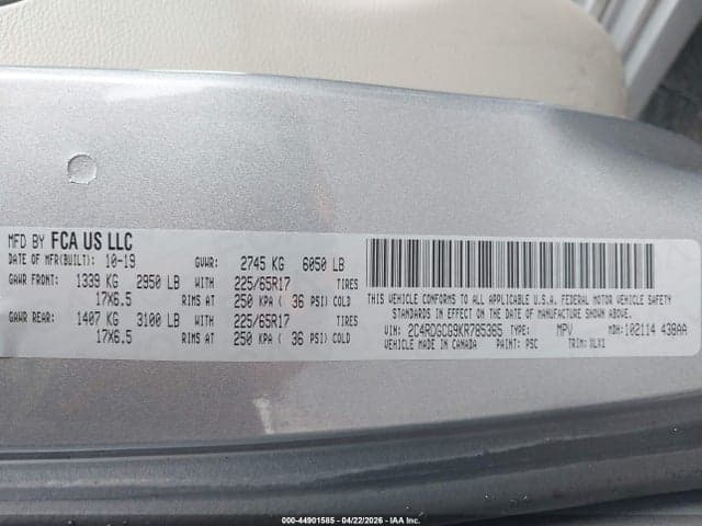 2019 DODGE GRAND CARAVAN SXT 9