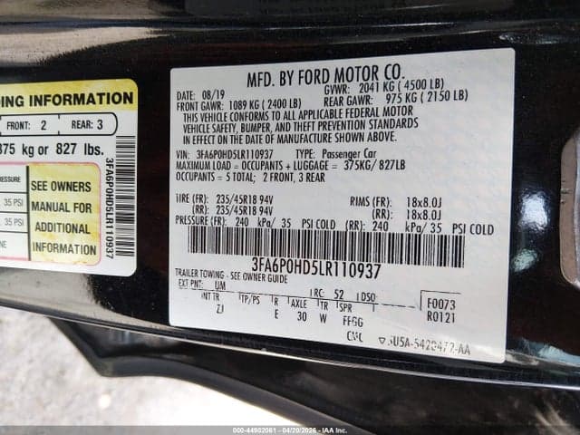 2020 FORD FUSION SE 9
