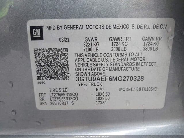 2021 GMC SIERRA 1500 4WD SHORT BOX 9