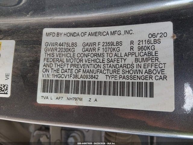 2020 HONDA ACCORD SPORT 9