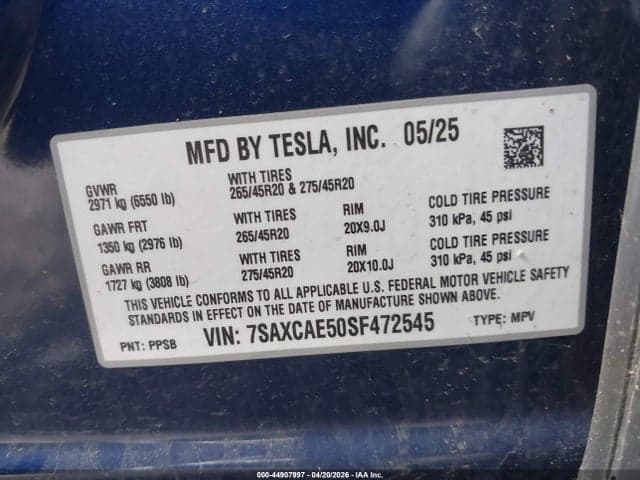 2025 TESLA MODEL X LONG RANGE 9