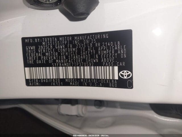 2026 TOYOTA COROLLA LE 9