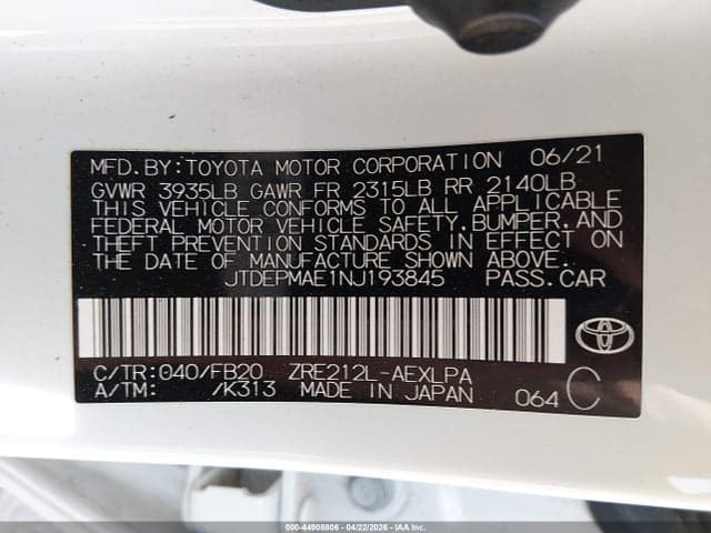 2022 TOYOTA COROLLA LE 9