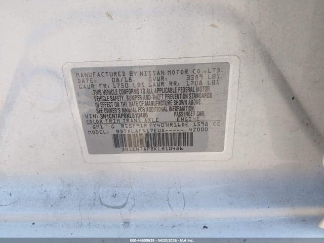 2019 NISSAN VERSA 1.6 S 9