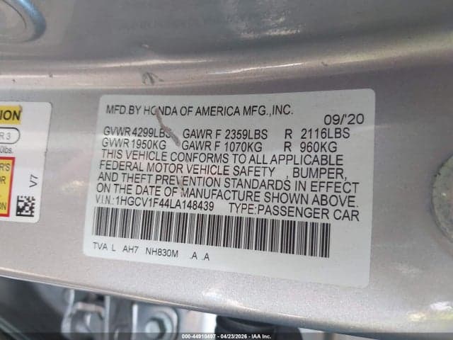 2020 HONDA ACCORD EX 9