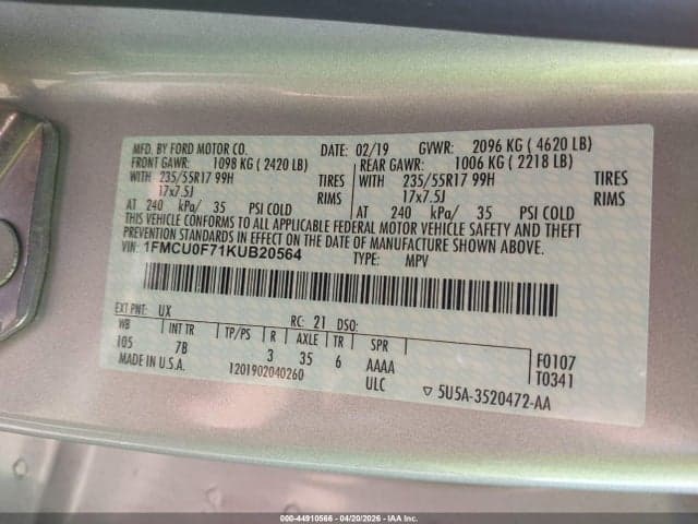2019 FORD ESCAPE S 9